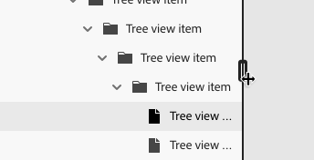 Key example of several nested parent and child tree view items, with the items deepest in the hierarchy having their labels truncated because of limited horizontal space.