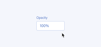 Key example of a design that automatically resolves an error. A user inputs a value of 101 percent into a text field, label Opacity. After the user input, the system automatically changes the value to 100 percent.